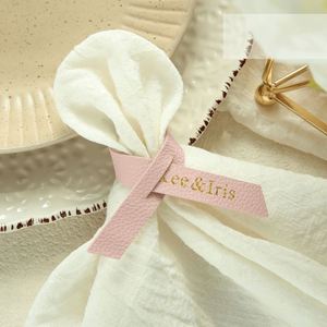 Personalized Classic PU Leather Napkin <b>Rings</b> Durable Elegant Wedding Favor with Rustic <b>Name</b> Place Setting for Modern Table Decor - Product Image 5