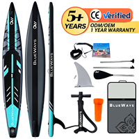 Planche de SUP gonflable de 14 pieds, nouvelle conception de planche de paddle de course et de tourisme pour l'océan et le lac