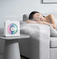 Ventilateur de table de bureau mini ABS, rechargeable par USB, trois vitesses, silencieux, portable, avec humidification par pulvérisation