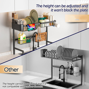 Household Modern Standing Metal Dish Storage <b>Rack</b> Sink Kitchen Items Organizer Drainer Stainless Steel Dish Bowl <b>Drying</b> Holders - Product Image 3
