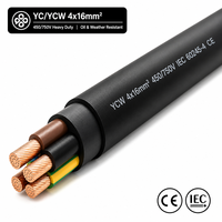 Câble électrique basse tension en cuivre pur YC YCW 4x16mm, 4 conducteurs, 450V, gaine PVC robuste pour centrale électrique, machines triphasées