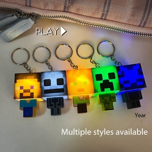 Venta al por mayor: Nuevo y creativo llavero de PVC con diseño de minero de <span class=keywords><strong>Minecraft</strong></span>, linterna y colgante para bolso, juguete pequeño luminoso 3D. - Product Image 3