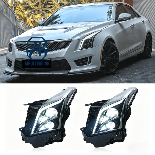 Dynamic Scan LED Projector Headlight Assembly for Cadillac ATS Modified LED DRL Sequential Flowing Turn Signal Front Headlamp