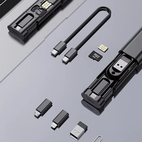 Kit de chargeur USB C 5 en 1, boîte de rangement, chargeur USB C, câble de données de voyage, ensemble d'adaptateurs, étui, câbles de charge