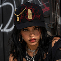 Gorras de Béisbol Negras con Logotipo Personalizado, Bordado 3D en Relieve, Pedrería, Estilo Hip Hop, Streetwear, Gorra Snapback con Bolsa y Caja