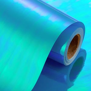 Yarcony Metallic Iridescent <b>Wrapping</b> <b>Paper</b> 17Inch X 33Feet Blue Holographic Gift Wrap Packaging <b>Paper</b> - Product Image 1