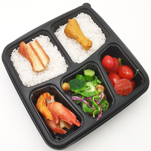 Disposable microwave PP fast food container box plastic lunch bento tray container with lid