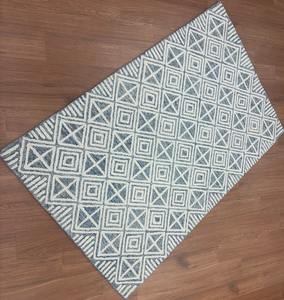 Alfombra de Lana Anudada a Mano de Diseño Azul Marino con Patrón Floral, Lavable, Suave y de Primera Calidad para Sala de Estar, Dormitorio y Decoración del Hogar - Product Image 1