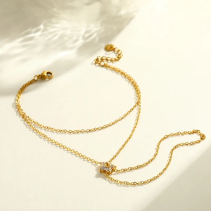 Bracelet élégant en acier inoxydable 304 plaqué or 18 carats, électroplaqué sous vide, zircon, fleur, flocon de neige, chaîne de câble électroplaquée - Product Image 4