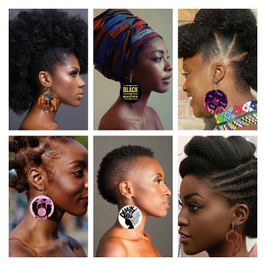 Boucles d'oreilles en bois Double face pour femme, 21 Designs, cheveux naturels africains, Art noir, mélanine, Poppin, en Stock, collection 6000 - Product Image 5