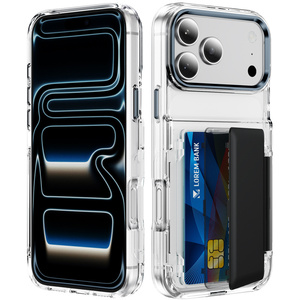 กระเป๋าใส่บัตร RFID สำหรับเดินทาง เคสโทรศัพท์ใสสำหรับ iPhone 18 17 16 15 14 Pro Max พร้อมขาตั้งแบบพับได้ ฝาหลังใส - Product Image 2