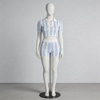 Ensemble 2 pièces short et haut de yoga rayé à dos ouvert pour femme avec logo personnalisé, en coton et élasthanne, coupe ajustée, respirant, idéal pour la maison