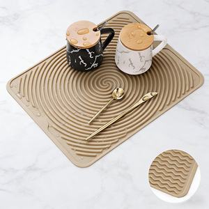 แผ่นรองจานซิลิโคนทนความร้อน อุปกรณ์ครัว แผ่นรองน้ำหยดสำหรับเคาน์เตอร์ครัว แผ่นรองจานแห้งทนทาน - Product Image 5