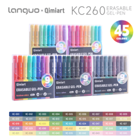 Lot de 45 stylos gel effaçables en plastique, assortiment complet, pointe 0,6 mm, stylos à friction professionnels pour l'art, l'école, le bureau, vente en gros