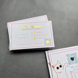 Cartes de remerciement personnalisées avec motif de chat de dessin animé mignon, logo imprimé à l'or, pour boutique d'animaux, insert d'emballage, cartes postales promotionnelles pour avis et réductions - Product Image 6
