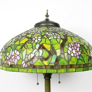 LongHuiJing 20-inch Design Stained Glass Bowl Shade Tiffany-Style LED E27 Floor Lamp Traditional Bronze Adjustable Height - Product Image 2