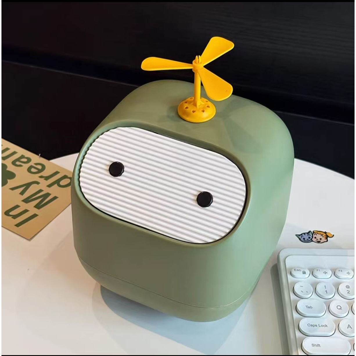 Ninja Trash Can [Creamy Green and Yellow Bamboo Dragonfly Accessories]
