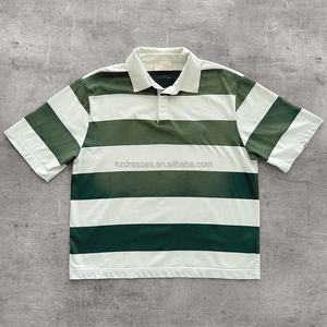 Polo da Rugby per Uomo Personalizzate con Logo OEM, Stampa a Righe Sbiadite, Taglie Forti, Manica Corta Casual Estiva - Product Image 3