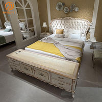 Adboard Étagère à lumière LED rembourrée Image Moderne Design King Size Cadre de lit de luxe Chambre à coucher Salon Hôtel Sommeil Relax Lit