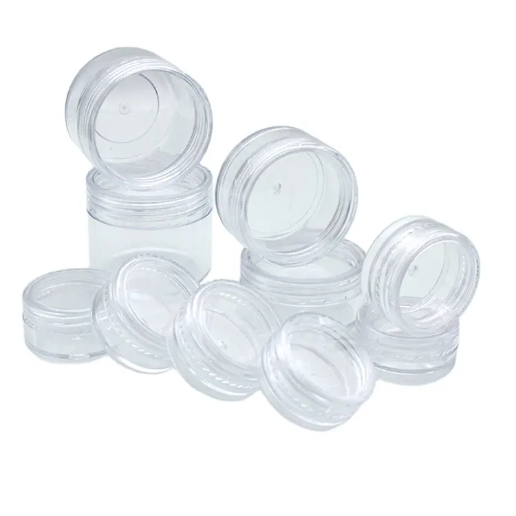 Bote de plástico transparente con tapa para crema, Mini contenedor de muestra de cosméticos transparente con tapa, 3 ml, 5ml, 10ml, 2,5g, 3 ml, 5g, 10g, 15g, 20g, 25g, 30g