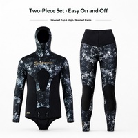 Combinaison de plongée deux pièces pour femme 3MM pour la pêche, la chasse, le surf, la plongée libre ; camouflage, résistante au froid, chaude, hautement élastique, isolante