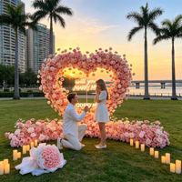 Arco de Flores de Rosas Rojas de Seda Realistas de Alta Simulación, Fondo para Decoración de Bodas, Propuesta de Matrimonio, Día de San Valentín y Fiestas