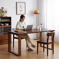 Ensemble de table et de chaises de salle à manger en bois massif moderne et simple en noyer noir, gain de place, 5 pièces, meubles de salon