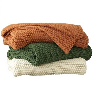 100% Cotton Jacquard Printed Knitted <b>Thick</b> Eco-Friendly All-Season Decorative Bedding <b>Blanket</b> with Many Colors - Product Image 2