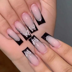 <span class=keywords><strong>Uñas</strong></span> Postizas Acrílicas <span class=keywords><strong>de</strong></span> Alta Calidad al por Mayor, Estilo Ataúd Corto Mediano, Punta Francesa Almendrada, Manicura, <span class=keywords><strong>Uñas</strong></span> a Presión, Incluye Pegamento - Product Image 3
