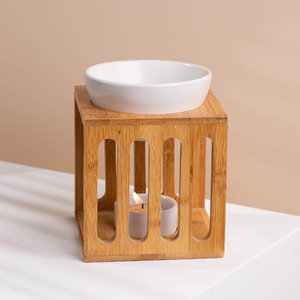 Portacandele, Diffusore di Aromi, Bruciatore di Cera Profumata, Bruciatore di Oli Essenziali Personalizzato in Bambù e Ceramica - Product Image 4