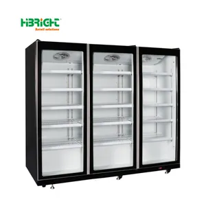 Cheap Display stand-up convenience refrigerator supermarket chiller with LED Lights