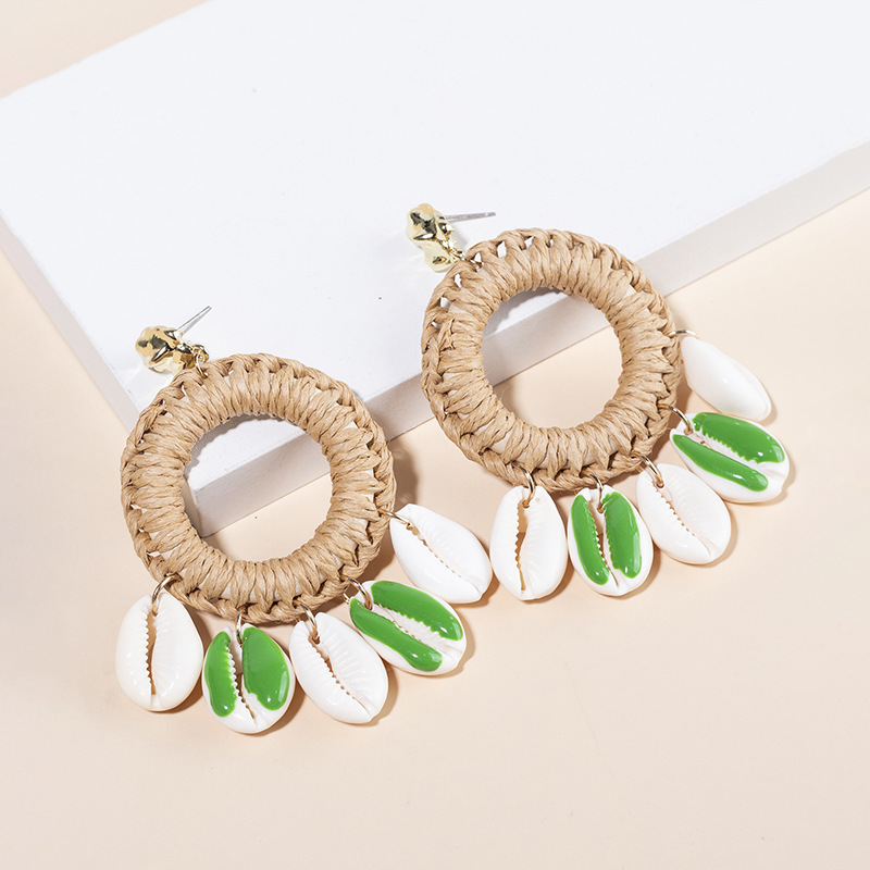 Boucles D'Oreilles Boho à Pompons & Cercle - Pendantes Goutte Rose - Alliage - Neuf Avec Étiquettes