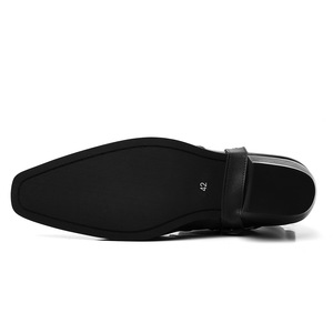 Bottes en cuir PU tendance pour hommes avec logo personnalisable, grandes tailles, style moto, hauteur cheville, <span class=keywords><strong>noires</strong></span>, pour l'automne et l'hiver - Product Image 5
