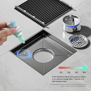 Évier carré moderne en acier inoxydable 304 gris bronze OEM, pour extérieur, cour, anti-odeur, haut débit, 30 cm, jardin - Product Image 3