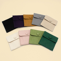 Pochette à bijoux en velours rose en gros avec logo, pochette à bijoux en microfibre à bouton-pression avec insert, pochette pour collier