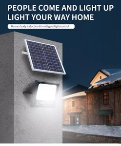 Лидер продаж, аккумуляторная батарея мощностью 30 Вт, 200 Вт, 300 Вт, 400 Вт, уличные светодиодные фонари, Солнечный прожектор с панелью - Product Image 3