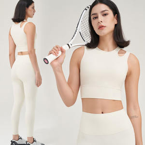 شعار مخصص 80 نايلون 20 سبانديكس قطع النساء أعلى خزان المحاصيل اليوغا اللياقة البدنية مرونة توسيع تنحنح التنس أعلى النشطة - Product Image 2