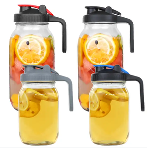 Carafe en verre Mason Jar avec couvercle à bec verseur rabattable pour le stockage du lait maternel, café froid 1 litre, 32 oz, 64 oz - Product Image 1