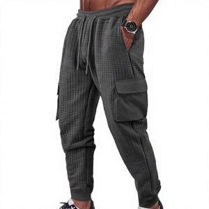 Cross-border Men's Spring and Autumn Sports Mid Waist Worsted Thickened Multi-pocket Small square Check Casual <b>Work</b> <b>Pants</b> - Product Image 4