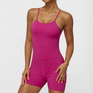 Conjunto de pantalones cortos de traje de yoga enderezados, top de fitness de una pieza de estilo desnudo, gama alta de una pieza - Product Image 5