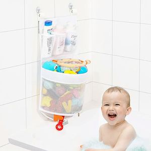 Bath Toy Organizer Baby Bathtub Hanging Mesh Net Kids Time Toys Storage Suction Bag with 2 Hooks - Product Image 5