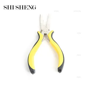 SHI SHENG Tang rambut gagang kuning hitam baja tahan karat profesional untuk ekstensi rambut cincin mikro