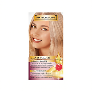 Kit de Tinte Permanente para el Cabello Mix Profesional Glossy Colour 1023 Rubio Platino con Aceite de Argán y Pomelo - Product Image 3