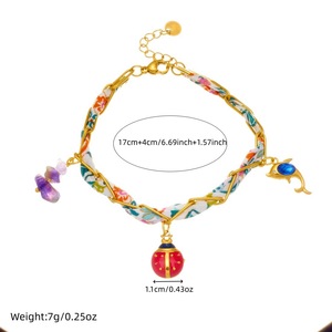 Fashion Charm Bracelets Zinc Alloy Beaded Chain Cartoon Mushroom Ladybug Pendant Women's Jewelry B1849 B1854 - Product Image 4