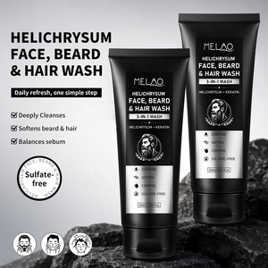 Helichrysum Salicylic Acid Keratin 3-in-1 <b>Beard</b> Wash 100ml Pore Clearing Exfoliating Sulfate-Free Face Hair Cleanser for Buildup - Product Image 3