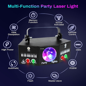 ไฟดิสโก้บอล <span class=keywords><strong>YSH</strong></span> LED+LASER RGBW สีแดงและสีเขียว พร้อมรีโมท DMX-512 ควบคุมด้วยเสียง สำหรับคลับ/งานปาร์ตี้/คาราโอเกะ/บาร์ มาตรฐาน IP33 - Product Image 5