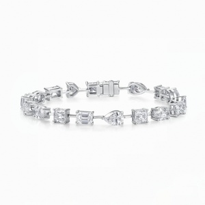 Bracelet tennis en diamant de laboratoire, plaqué or 10 carats, coupes fantaisie multiples, unisexe, certifié IGI, tendance, Huazhong Gem, blanc E - Product Image 1