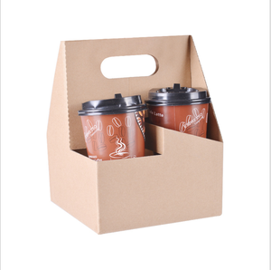 take away Corrugated Cardboard Box Coffee Drink 2/3/4/6 Cup Holder Tray Cup Carrier Paper Cup Holders container with Handle