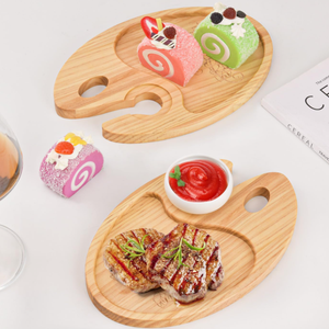 Legno naturale ovali <span class=keywords><strong>Mini</strong></span> tavole di formaggio salumi in legno con porta vino piatti antipasto per la festa - Product Image 3