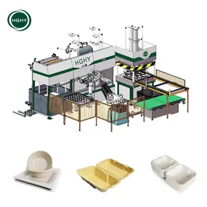 Volautomatische Pulp Molding Productielijn Bagasse Lunchbox Serviesmachine Bamboe Pulp Papier Plaat Maken Machine